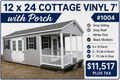 12 x 24 Vinyl 7' Cottage with Porch #1004