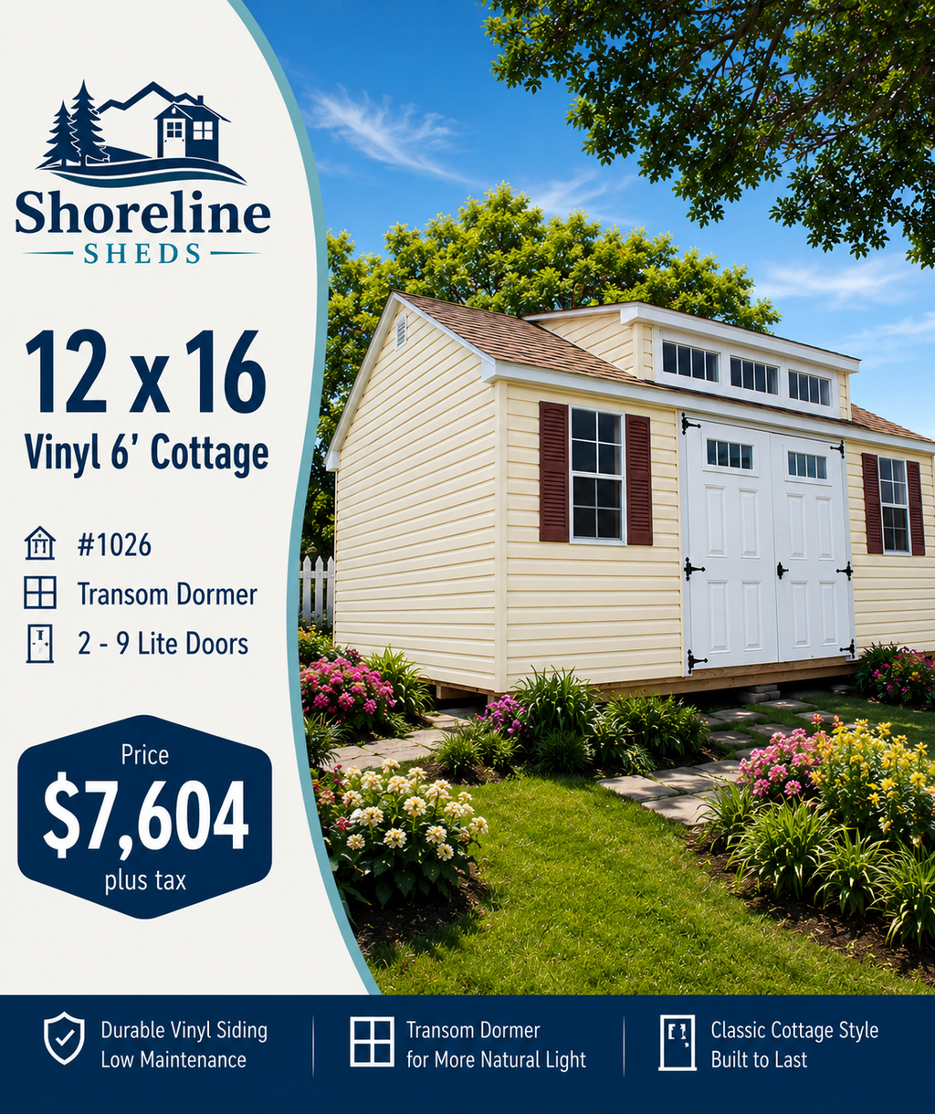 12 x 16 Vinyl 6' Cottage #1026