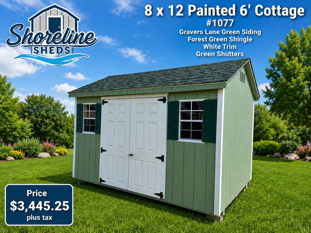 8 x 12 Painted 6' Cottage #1077