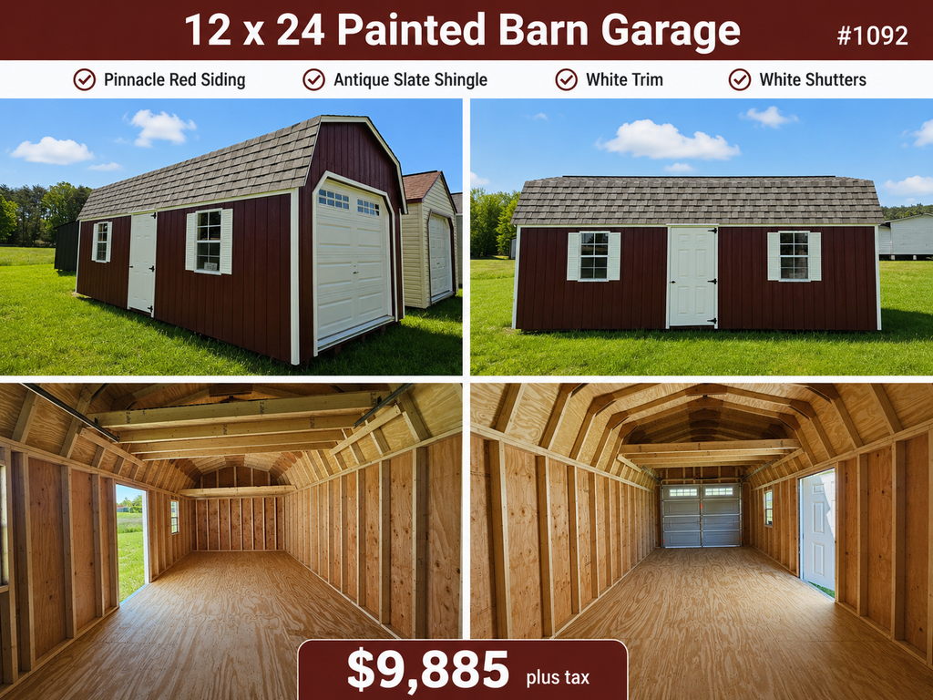 12 x 24 Painted Barn Garage #1092