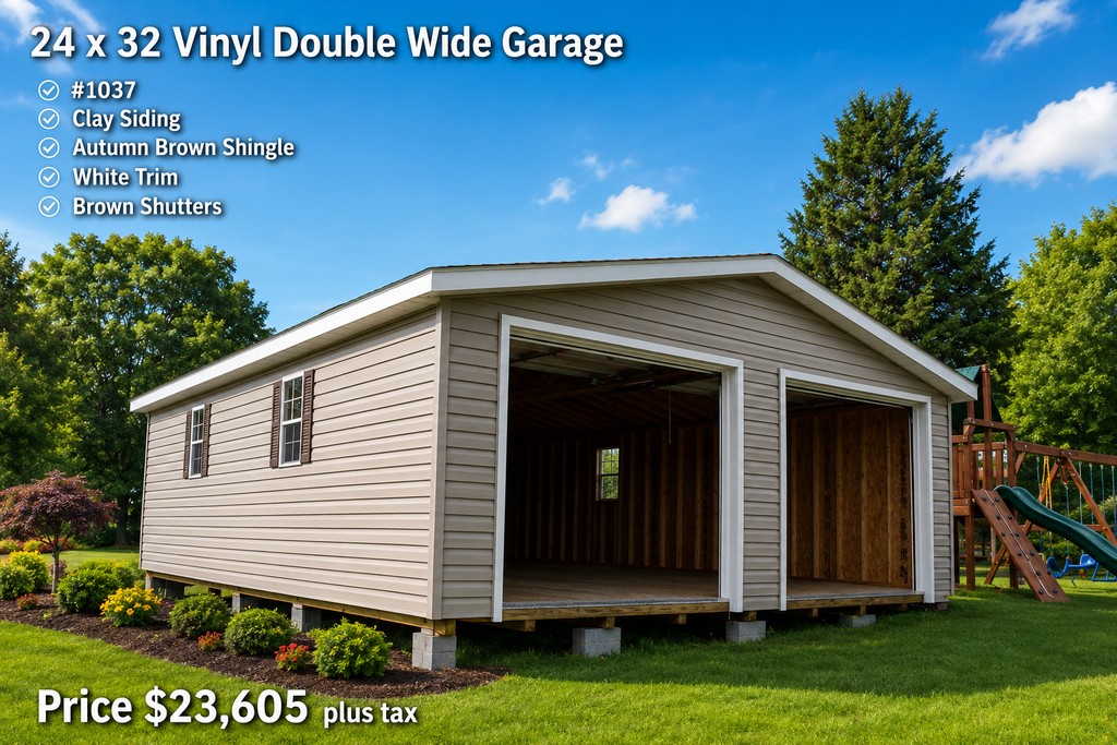 24 x 32 Vinyl Double Wide Garage #1037