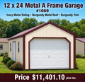 12 x 24 Metal A Frame Garage #1069