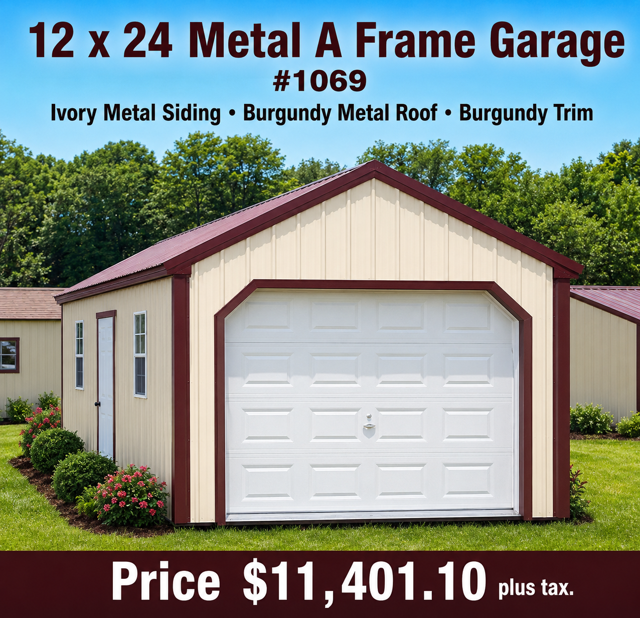 12 x 24 Metal A Frame Garage #1069