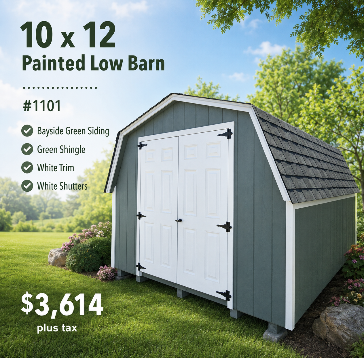 10 x 12 Painted Low Barn #1101