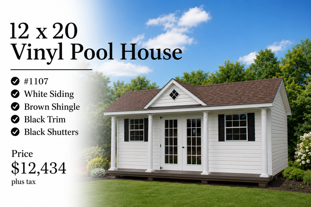 12 x 20 Vinyl Pool House #1107