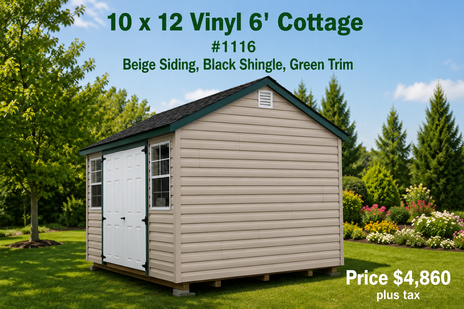 10 x 12 Vinyl 6' Cottage #1116